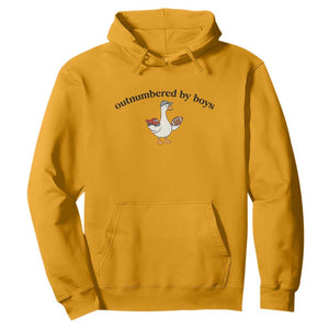 Outnumbered By Boys Cute Goose Sporty Mom Hoodie Football and Truck Motherhood Mothers Day Gag Gift TS02 Gold Print Your Wear