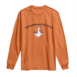 Outnumbered By Boys Cute Goose Sporty Mom Long Sleeve Shirt Football and Truck Motherhood Mothers Day Gag Gift TS02 Orange Print Your Wear
