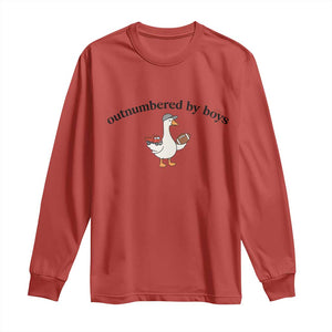 Outnumbered By Boys Cute Goose Sporty Mom Long Sleeve Shirt Football and Truck Motherhood Mothers Day Gag Gift TS02 Red Print Your Wear