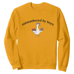 Outnumbered By Boys Cute Goose Sporty Mom Sweatshirt Football and Truck Motherhood Mothers Day Gag Gift TS02 Gold Print Your Wear