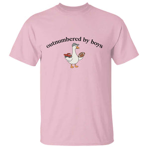 Outnumbered By Boys Cute Goose Sporty Mom T Shirt Football and Truck Motherhood Mothers Day Gag Gift TS02 Light Pink Print Your Wear