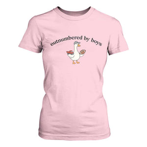 Outnumbered By Boys Cute Goose Sporty Mom T Shirt For Women Football and Truck Motherhood Mothers Day Gag Gift TS02 Light Pink Print Your Wear