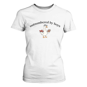 Outnumbered By Boys Cute Goose Sporty Mom T Shirt For Women Football and Truck Motherhood Mothers Day Gag Gift TS02 White Print Your Wear