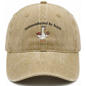 Outnumbered By Boys Cute Goose Sporty Mom Washed Cotton Baseball Cap Football and Truck Motherhood Mothers Day Gag Gift TS02 Print Your Wear