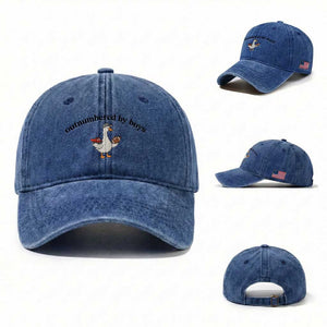Outnumbered By Boys Cute Goose Sporty Mom Washed Cotton Baseball Cap Football and Truck Motherhood Mothers Day Gag Gift TS02 Washed Cap Universal Fit Royal Blue Print Your Wear