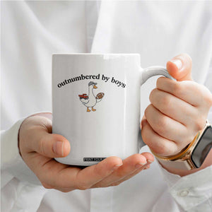 Outnumbered By Boys Cute Goose Sporty Mom Coffee Mug Football and Truck Motherhood Mothers Day Gag Gift TS02 Print Your Wear