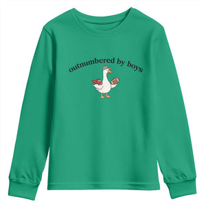 Outnumbered By Boys Cute Goose Sporty Mom Youth Sweatshirt Football and Truck Motherhood Mothers Day Gag Gift TS02 Irish Green Print Your Wear