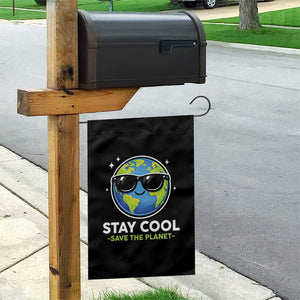 Stay Cool Save The Planet Eco-Friendly Earth Day Garden Flag Cute Cartoon Globe with Sunglasses for Environmental Awareness TS02 Print Your Wear