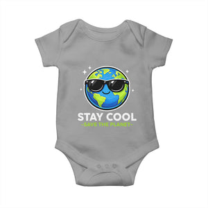 Stay Cool Save The Planet Eco-Friendly Earth Day Baby Onesie Cute Cartoon Globe with Sunglasses for Environmental Awareness TS02 Sport Gray Print Your Wear
