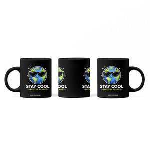Stay Cool Save The Planet Eco-Friendly Earth Day Coffee Mug Cute Cartoon Globe with Sunglasses for Environmental Awareness TS02 Print Your Wear