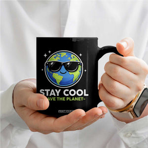 Stay Cool Save The Planet Eco-Friendly Earth Day Coffee Mug Cute Cartoon Globe with Sunglasses for Environmental Awareness TS02 Print Your Wear