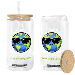 Stay Cool Save The Planet Eco-Friendly Earth Day Glass Can Cute Cartoon Globe with Sunglasses for Environmental Awareness TS02 Print Your Wear