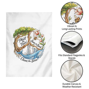 Plant The Trees Save The Bees Clean The Seas Garden Flag Vintage Peace Sign Aesthetic Nature Lover Ocean Conservation TS02 Print Your Wear