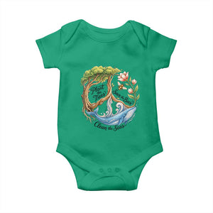Plant The Trees Save The Bees Clean The Seas Baby Onesie Vintage Peace Sign Aesthetic Nature Lover Ocean Conservation TS02 Irish Green Print Your Wear