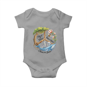Plant The Trees Save The Bees Clean The Seas Baby Onesie Vintage Peace Sign Aesthetic Nature Lover Ocean Conservation TS02 Sport Gray Print Your Wear