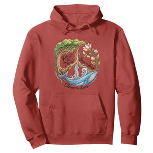 Plant The Trees Save The Bees Clean The Seas Hoodie Vintage Peace Sign Aesthetic Nature Lover Ocean Conservation TS02 Red Print Your Wear