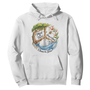 Plant The Trees Save The Bees Clean The Seas Hoodie Vintage Peace Sign Aesthetic Nature Lover Ocean Conservation TS02 White Print Your Wear