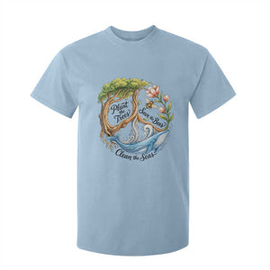 Plant The Trees Save The Bees Clean The Seas T Shirt For Kid Vintage Peace Sign Aesthetic Nature Lover Ocean Conservation TS02 Light Blue Print Your Wear
