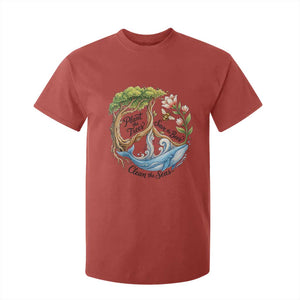 Plant The Trees Save The Bees Clean The Seas T Shirt For Kid Vintage Peace Sign Aesthetic Nature Lover Ocean Conservation TS02 Red Print Your Wear