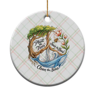 Plant The Trees Save The Bees Clean The Seas Ceramic Ornament Vintage Peace Sign Aesthetic Nature Lover Ocean Conservation TS02 1pc Christmas Plaid Print Your Wear