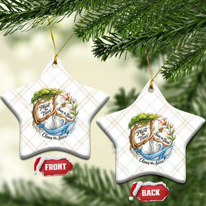 Plant The Trees Save The Bees Clean The Seas Ceramic Ornament Vintage Peace Sign Aesthetic Nature Lover Ocean Conservation TS02 Print Your Wear