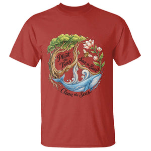 Plant The Trees Save The Bees Clean The Seas T Shirt Vintage Peace Sign Aesthetic Nature Lover Ocean Conservation TS02 Red Print Your Wear