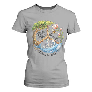 Plant The Trees Save The Bees Clean The Seas T Shirt For Women Vintage Peace Sign Aesthetic Nature Lover Ocean Conservation TS02 Sport Gray Print Your Wear