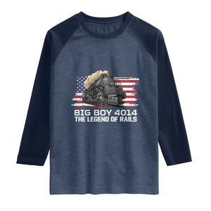 Vintage American Steam Train Raglan Shirt Legend of the Rails Heritage Pride TS02 Heather Denim Navy Print Your Wear