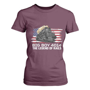 Vintage American Steam Train T Shirt For Women Legend of the Rails Heritage Pride TS02 Maroon Print Your Wear