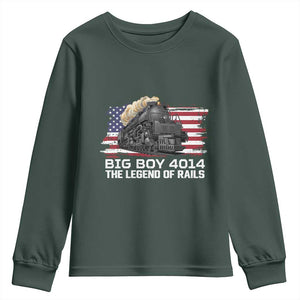 Vintage American Steam Train Youth Sweatshirt Legend of the Rails Heritage Pride TS02 Dark Forest Green Print Your Wear