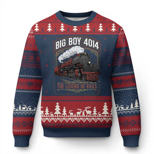 Retro Emblem Classic Steam Train Ugly Christmas Sweater Locomotive Heritage Pride Legend of the Rails TS02 Navy Red Print Your Wear