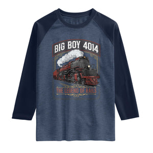 Retro Emblem Classic Steam Train Raglan Shirt Locomotive Heritage Pride Legend of the Rails TS02 Heather Denim Navy Print Your Wear