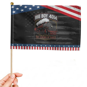 Retro Emblem Classic Steam Train Patriotic Handheld Flag Locomotive Heritage Pride Legend of the Rails TS02 Distressed 8.2" × 5.5" Black Blue Print Your Wear