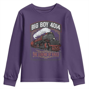 Retro Emblem Classic Steam Train Youth Sweatshirt Locomotive Heritage Pride Legend of the Rails TS02 Purple Print Your Wear