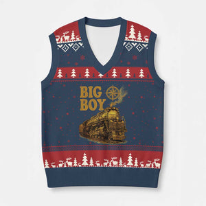 Vintage American Steam Train Locomotive Legend V-Neck Knit Sweater Vest Compass Adventure Heritage Pride Graphic TS02 Navy Red Print Your Wear