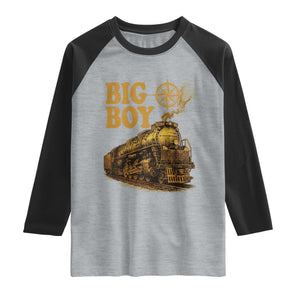 Vintage American Steam Train Locomotive Legend Raglan Shirt Compass Adventure Heritage Pride Graphic TS02 Heather Gray Black Print Your Wear