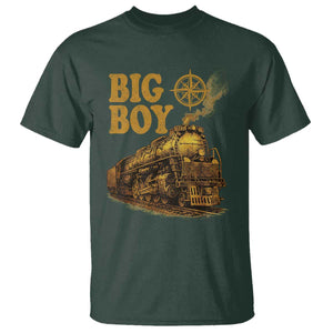 Vintage American Steam Train Locomotive Legend T Shirt Compass Adventure Heritage Pride Graphic TS02 Dark Forest Green Print Your Wear