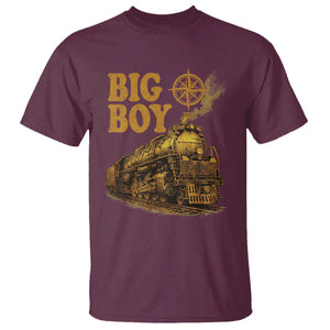 Vintage American Steam Train Locomotive Legend T Shirt Compass Adventure Heritage Pride Graphic TS02 Maroon Print Your Wear