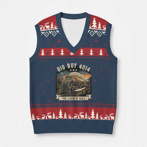 Scenic Mountain Steam Train Graphic V-Neck Knit Sweater Vest Legend of the Rails Heritage Pride TS02 Navy Red Print Your Wear