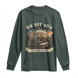 Scenic Mountain Steam Train Graphic Long Sleeve Shirt Legend of the Rails Heritage Pride TS02 Dark Forest Green Print Your Wear
