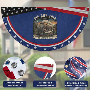 Scenic Mountain Steam Train Graphic Patriotic Fan Flag Legend of the Rails Heritage Pride