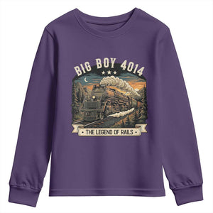 Scenic Mountain Steam Train Graphic Youth Sweatshirt Legend of the Rails Heritage Pride TS02 Purple Print Your Wear