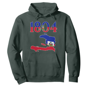 1804 Haiti Map and Flag Hoodie Haitian Heritage Pride Graphic TS02 Dark Forest Green Print Your Wear