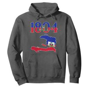 1804 Haiti Map and Flag Hoodie Haitian Heritage Pride Graphic TS02 Dark Heather Print Your Wear