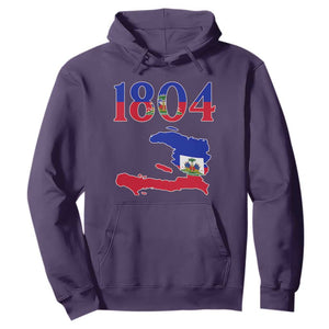 1804 Haiti Map and Flag Hoodie Haitian Heritage Pride Graphic TS02 Purple Print Your Wear