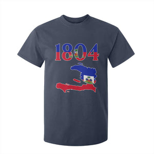 1804 Haiti Map and Flag T Shirt For Kid Haitian Heritage Pride Graphic TS02 Navy Print Your Wear
