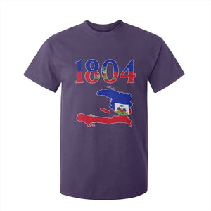 1804 Haiti Map and Flag T Shirt For Kid Haitian Heritage Pride Graphic TS02 Purple Print Your Wear