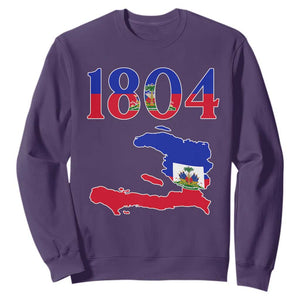 1804 Haiti Map and Flag Sweatshirt Haitian Heritage Pride Graphic TS02 Purple Print Your Wear