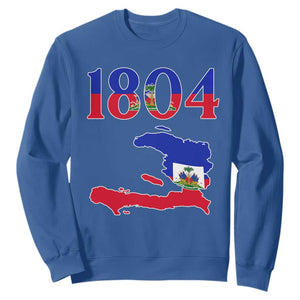 1804 Haiti Map and Flag Sweatshirt Haitian Heritage Pride Graphic TS02 Royal Blue Print Your Wear