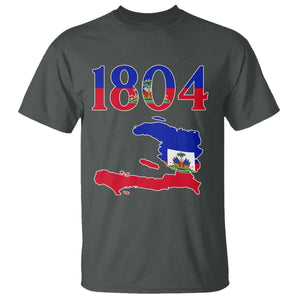 1804 Haiti Map and Flag T Shirt Haitian Heritage Pride Graphic TS02 Dark Heather Print Your Wear